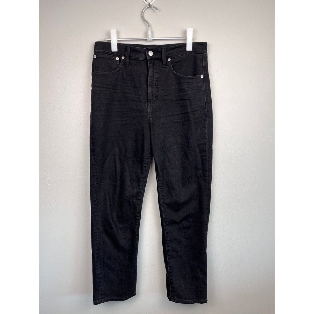 Madewell Classic Straight Jean High Rise Faded Black Denim Size 27